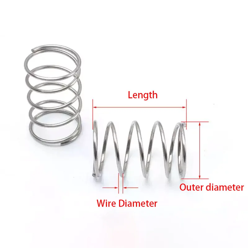 Wire Dia 0.6MM OD 5~11MM L:60~100MM 304 Stainless Steel Galvanized Compression Spring, Y-shaped Shock Absorption Return Spring