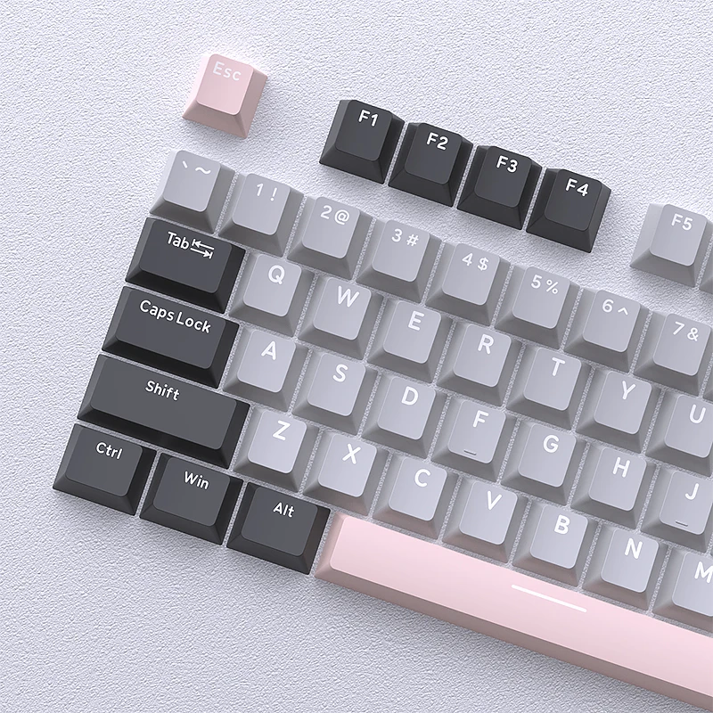 Letter Drive Super New 126 Keys Rock Ash Powder Color Matching Double Shot Cherry Profile PBT Keycaps for Mx Mechanical Keyboard