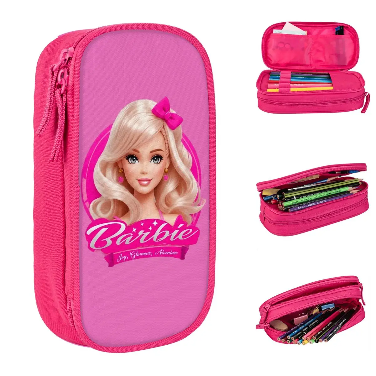 Astucci per matite per bambole Barbie rosa per ragazze Barbie astucci per penne di moda per studenti di grandi dimensioni