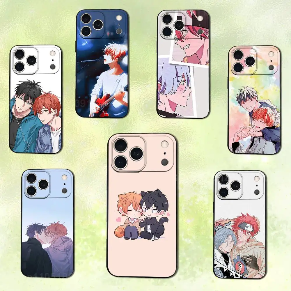 Capa de telefone fofa G-Givens Anime para iPhone 14,13,17,12,11,16,15,Plus,Pro Max, XS, X, XR, SE, Mini, capa preta de silicone macio