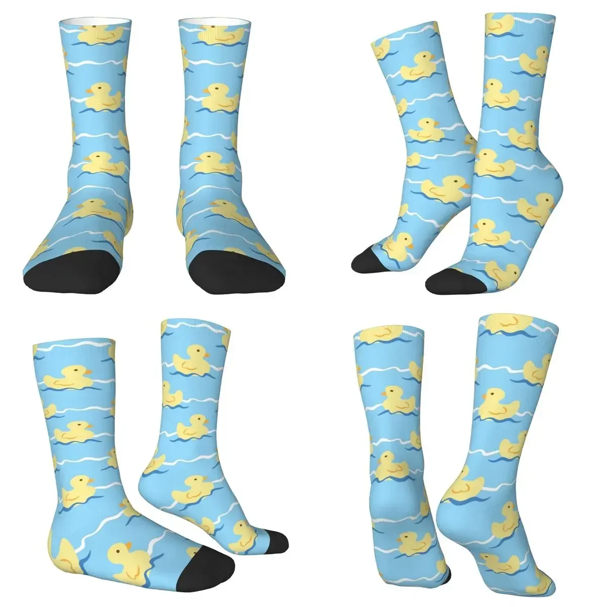 All Seasons Crew Stockings Cute Duck Swimming Seamless Pattern Socks Fashion Long Socks for Men Women Valentine's Day Gifts