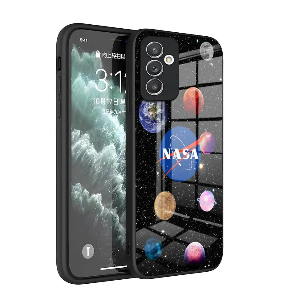

NASA-USA Phone Case For Samsung S24 S23 S22 S21 S20 A24 A34 A54 A53 Galaxy FE Ultra Note 20 Glass Design Cover