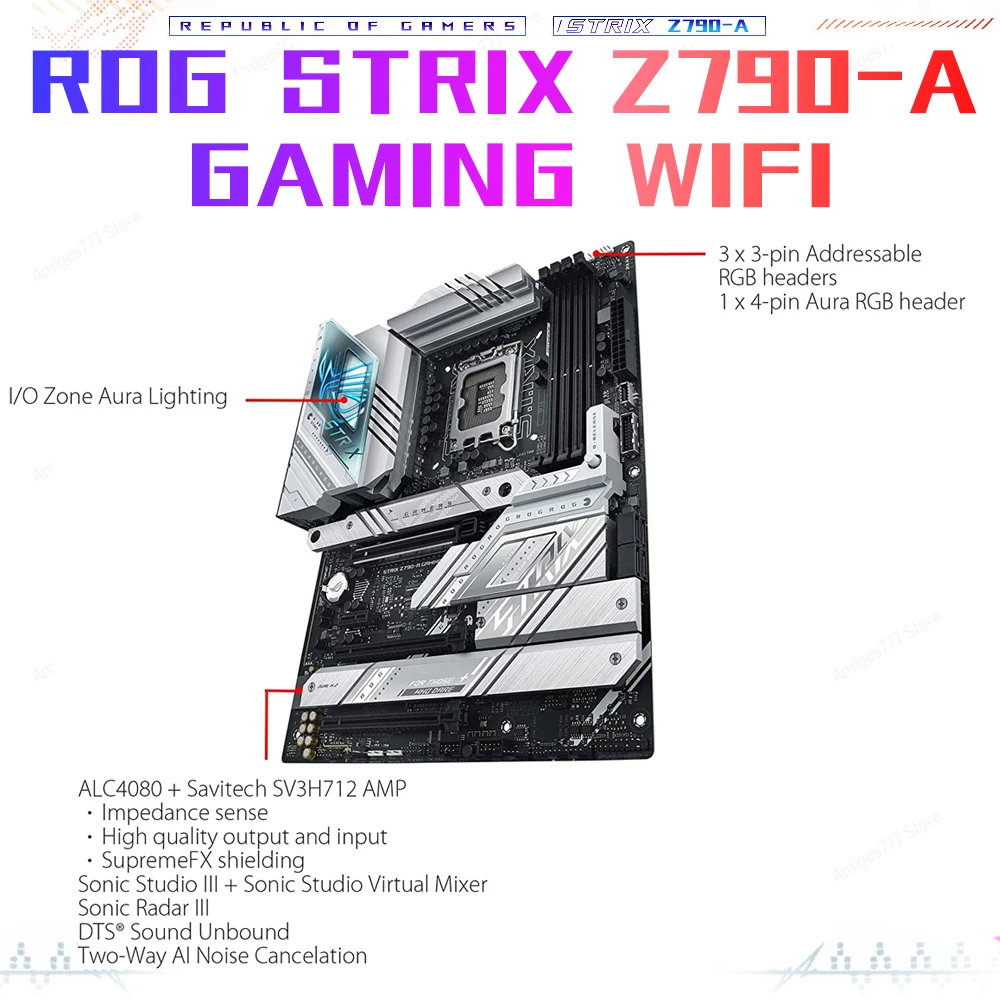 Intel Z790 White Gaming Motherboard LGA 1700 ASUS ROG STRIX Z790 A GAMING WIFI 6E 128G DDR5 7800MHz+OC 13th Gen PCIe 5.0 M.2 New