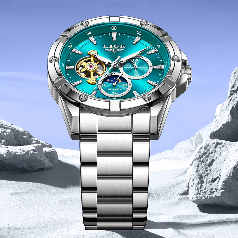 

LIGE автоматические часы для мужчин модные деловые часы мужские из нержавеющей стали военные спортивные водонепроницаемые мужские механические наручные часы