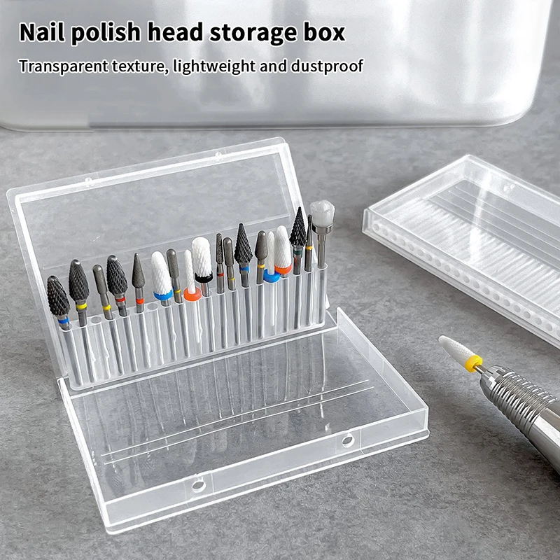 

20/24 Holes Nail Drill Bits Storage Box Nail Grinding Head Holder Stand Display Cleanser Dustproof Cutter Manicure Organizer