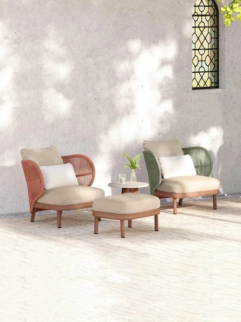 Leisure Rattan Sofa Outdoor Woven Chair Coffee Table Combination