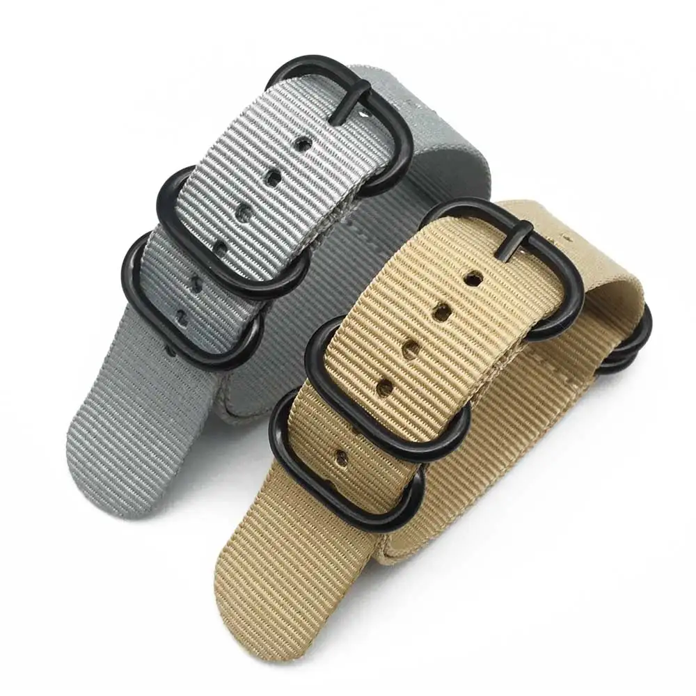 Heavy Dut Nylon Watchband Strap 18mm 20mm 22mm 24mm Watch Band Strap Stainless Steel Ring Buckle Canvas Army for SmartWatch