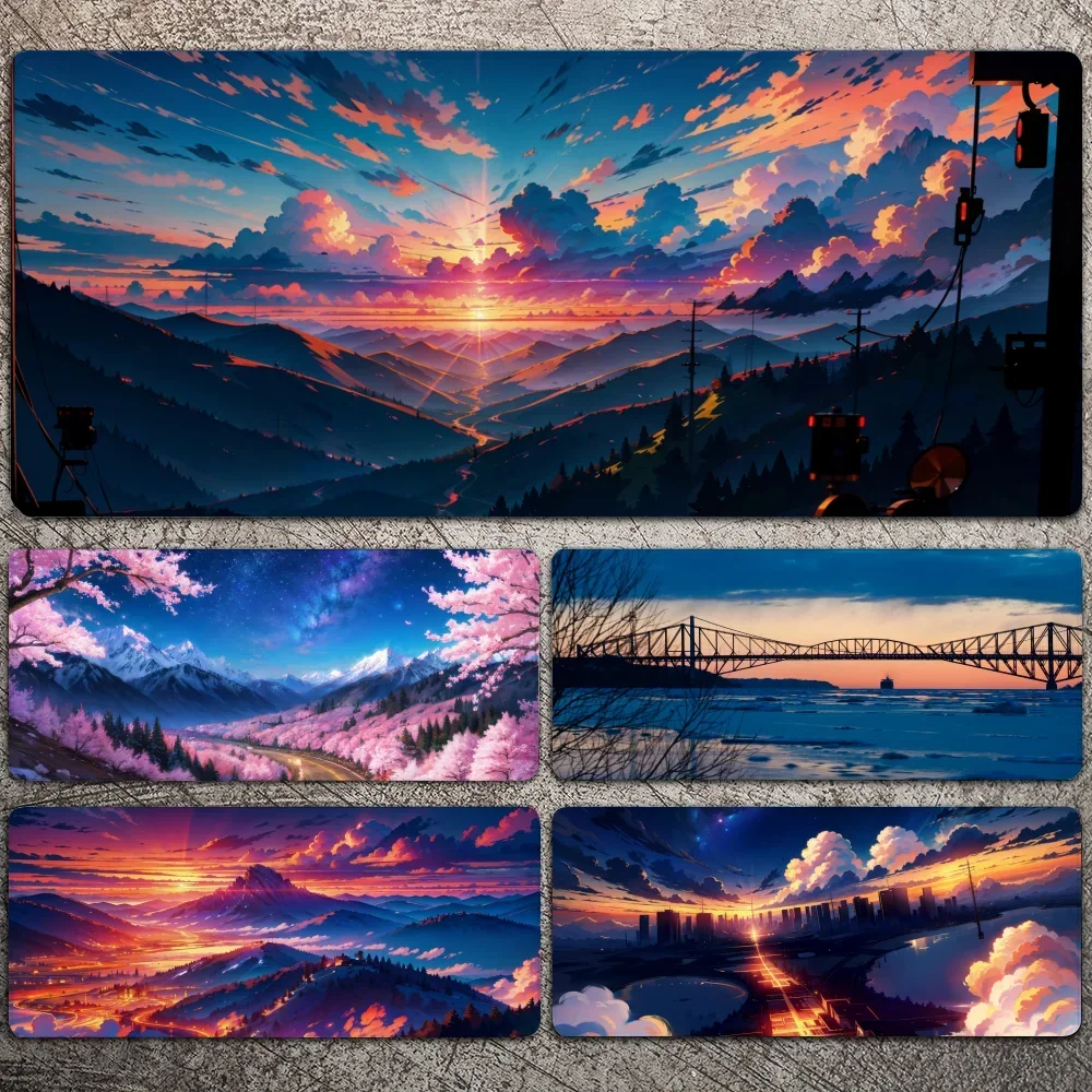 

Anime Scenery Mousepad Large Gaming Mouse Pad LockEdge Thickened Computer Keyboard Table Desk Mat