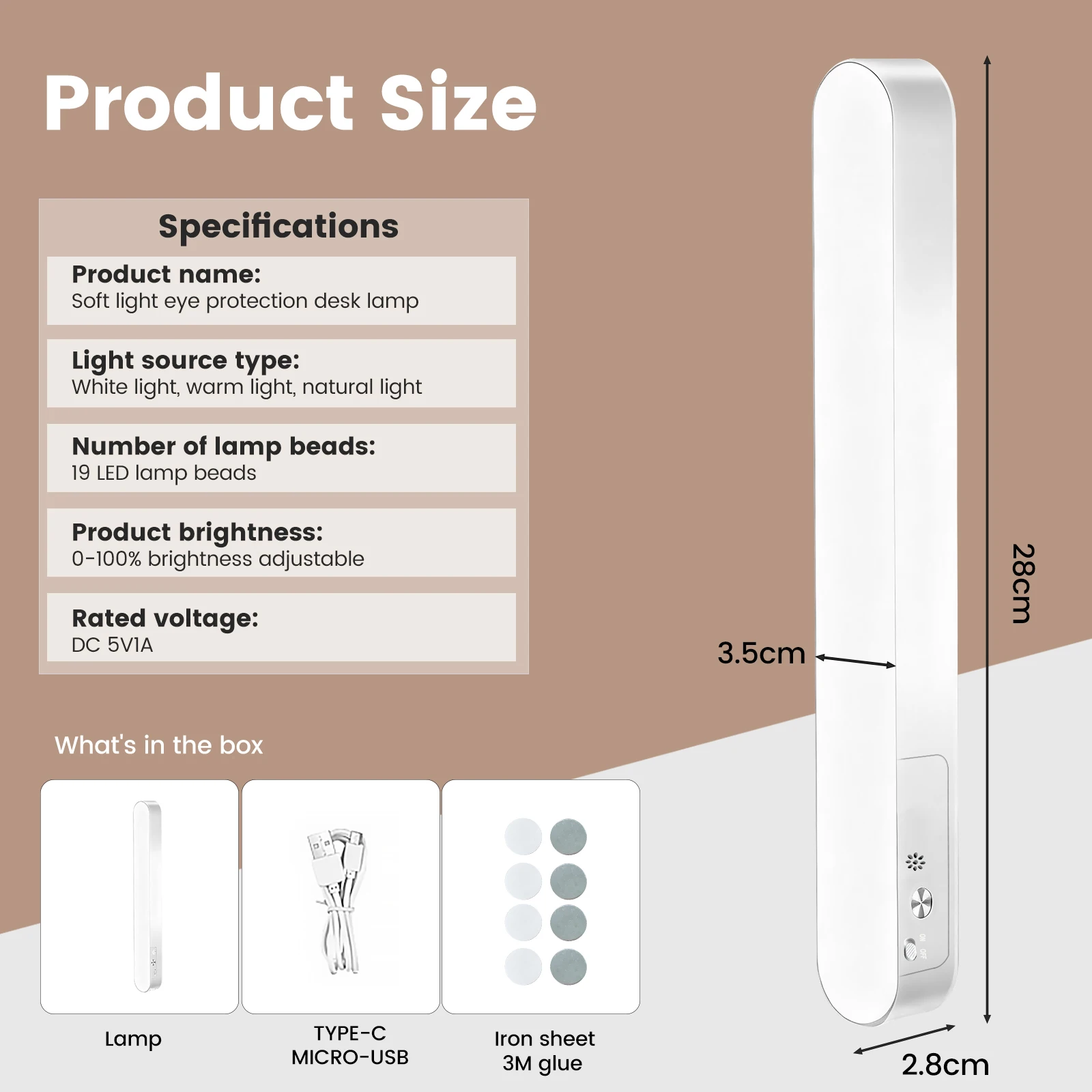5 فولت USB المغناطيسي إضاءة الخزانة 3 ألوان العناية بالعين الجدول ضوء المصباح بار ستبليس يعتم لمبة مكتب خزانة خزانة ليلة مصباح #5