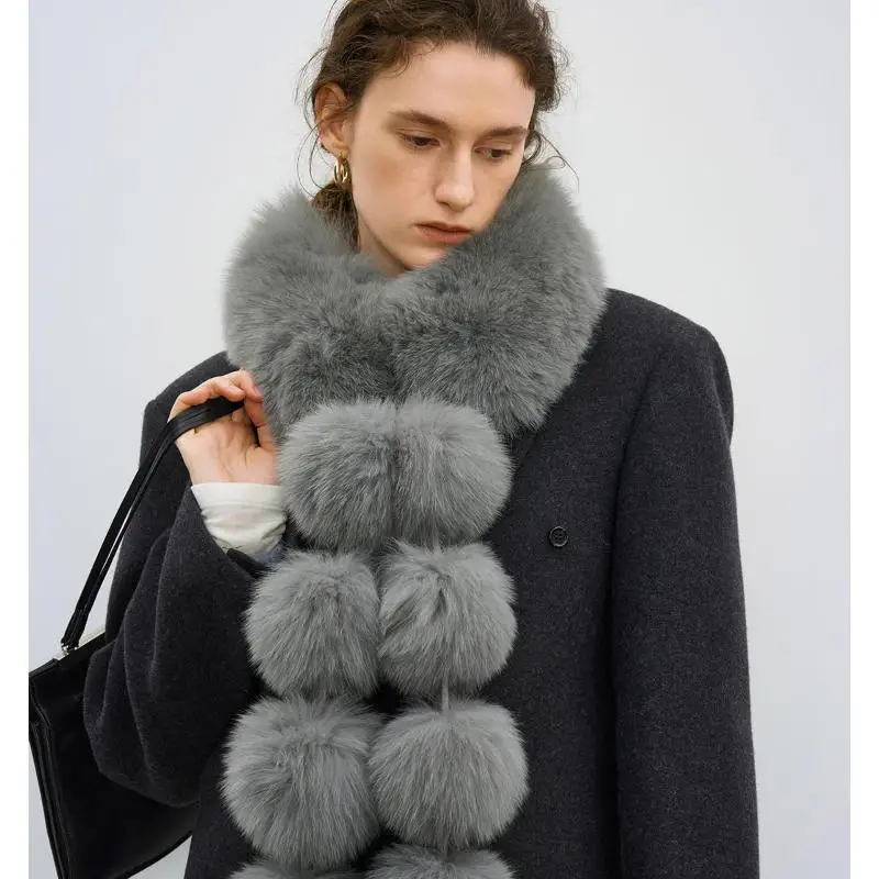 

Длинный шарф из искусственного лисьего меха, женские зимние теплые мягкие меховые шарфы, повседневные женские уличные шарфы с теплым воротником