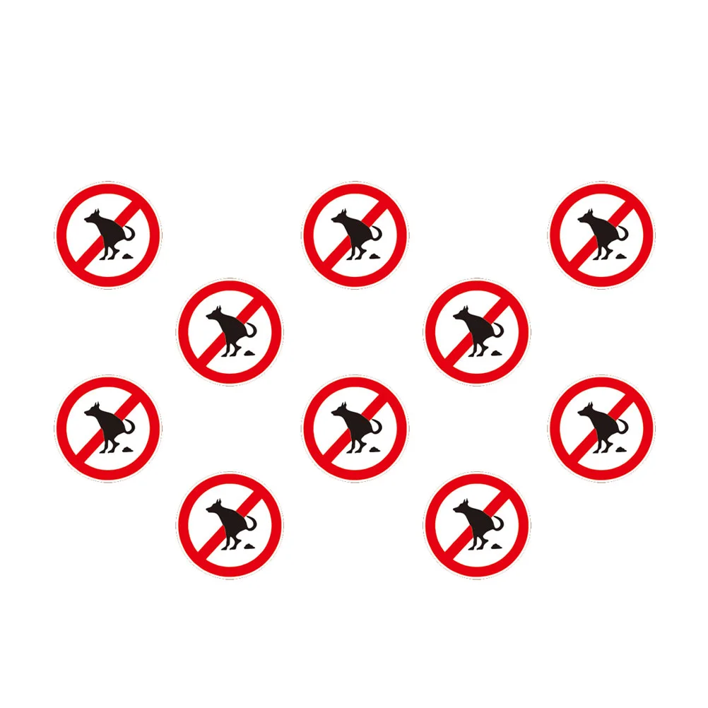 

10 Sheets Stickers Sign Prohibitory Paste Dog Poop Message Waterproof Decal Bumper