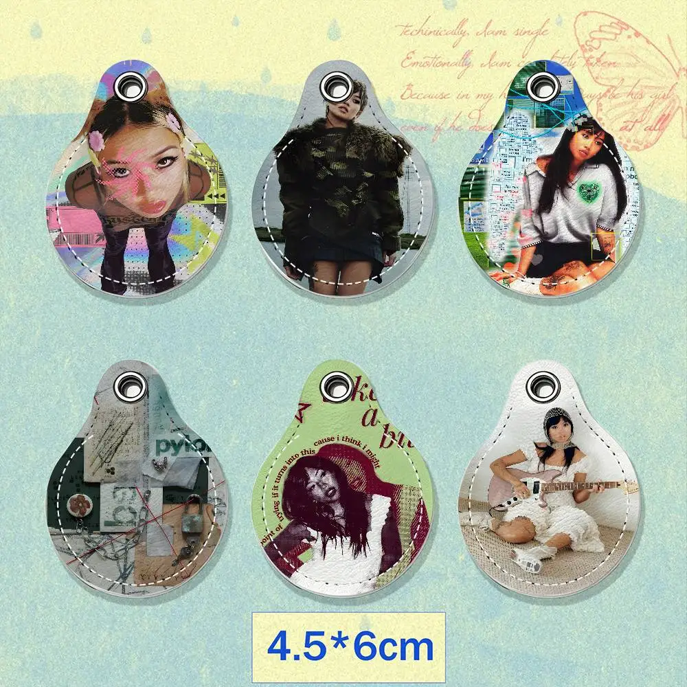 B-Beabadoobee Memories PU Leather Card Holder Keychain Key Ring Door Lock Access Tag ID Access Card Air Tag Case Keychain Card