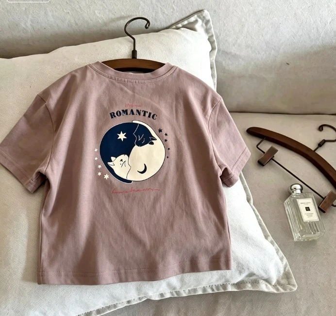 Kids Summer Cotton T Shirt With Beverage Cat And Dinosaur Graphics Comfortable Tees Short And Long Sleeve Top For Toddlers Wear