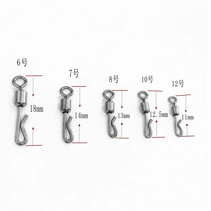 

10pcs Fishing Carp Rolling Quick Change Swivels Connector Interlock Snap Size 6-12# Hook Lure Terminal Swivel Pesca Accessories