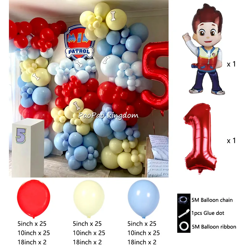 PAW Patrol Theme Arch Garland Balloon Kids Birthday Party Balloon Set Aluminum Foil Balloons Baby Shower Supply Decorations