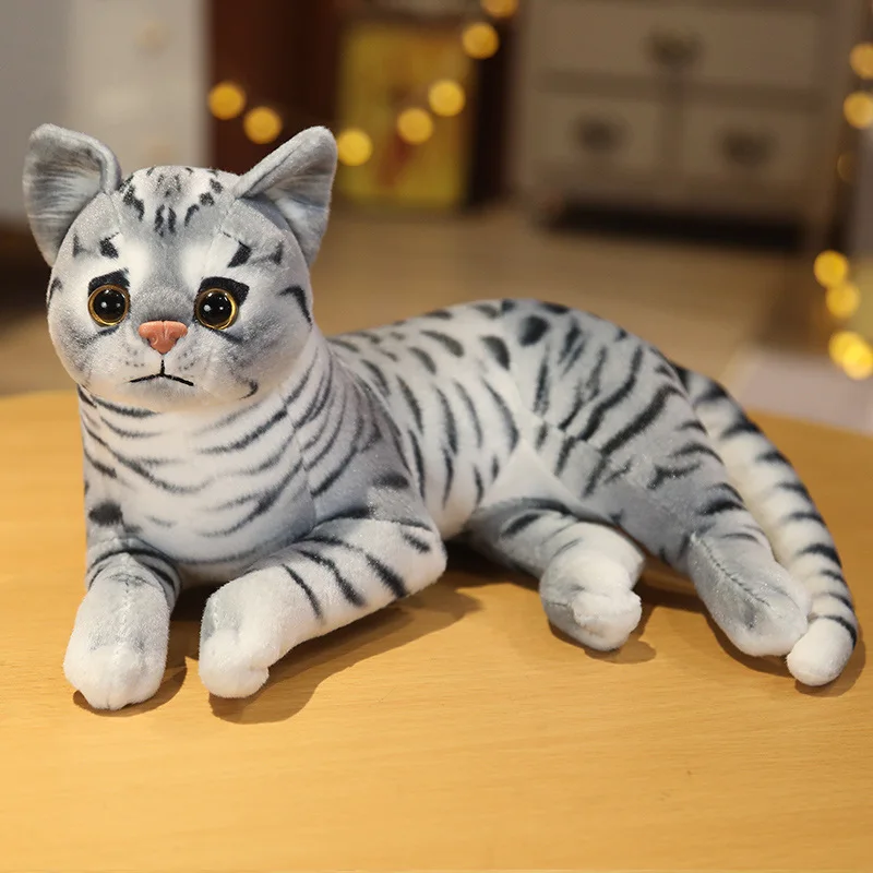 29 cm Simulation Amerikanischen Shorthai & Siamese Katze Plüsch Lebensechte Puppe Tier Haustier Spielzeug Für Kinder Wohnkultur Baby geschenk – Detail 2