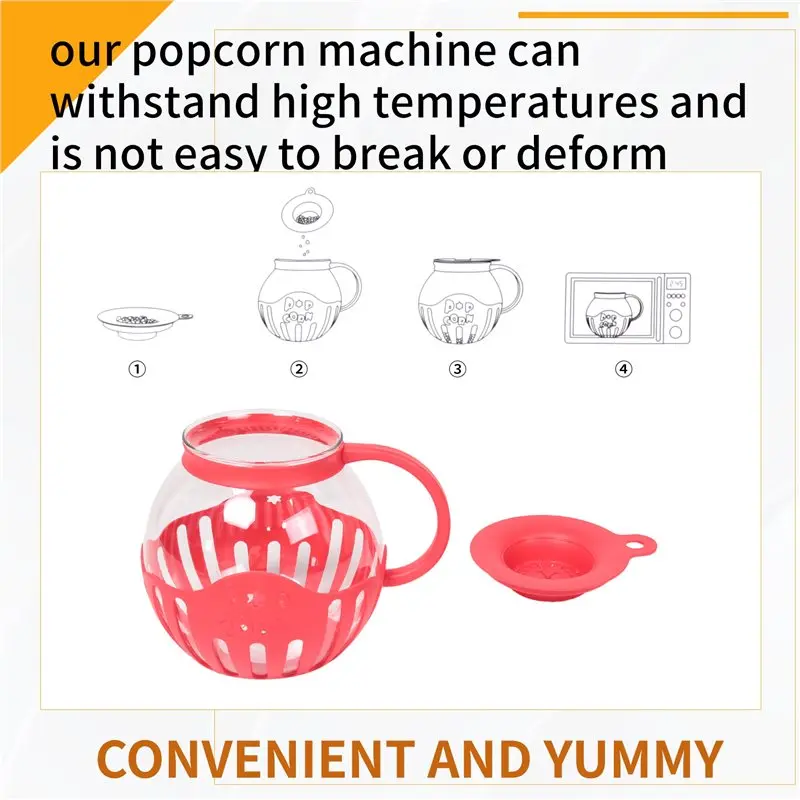 ABJI-Popcorn Maker Microwave Snack Popcorn Air Poppers 2.25 Quart Popcorn Bowl Borosilicate Kitchen Accessories