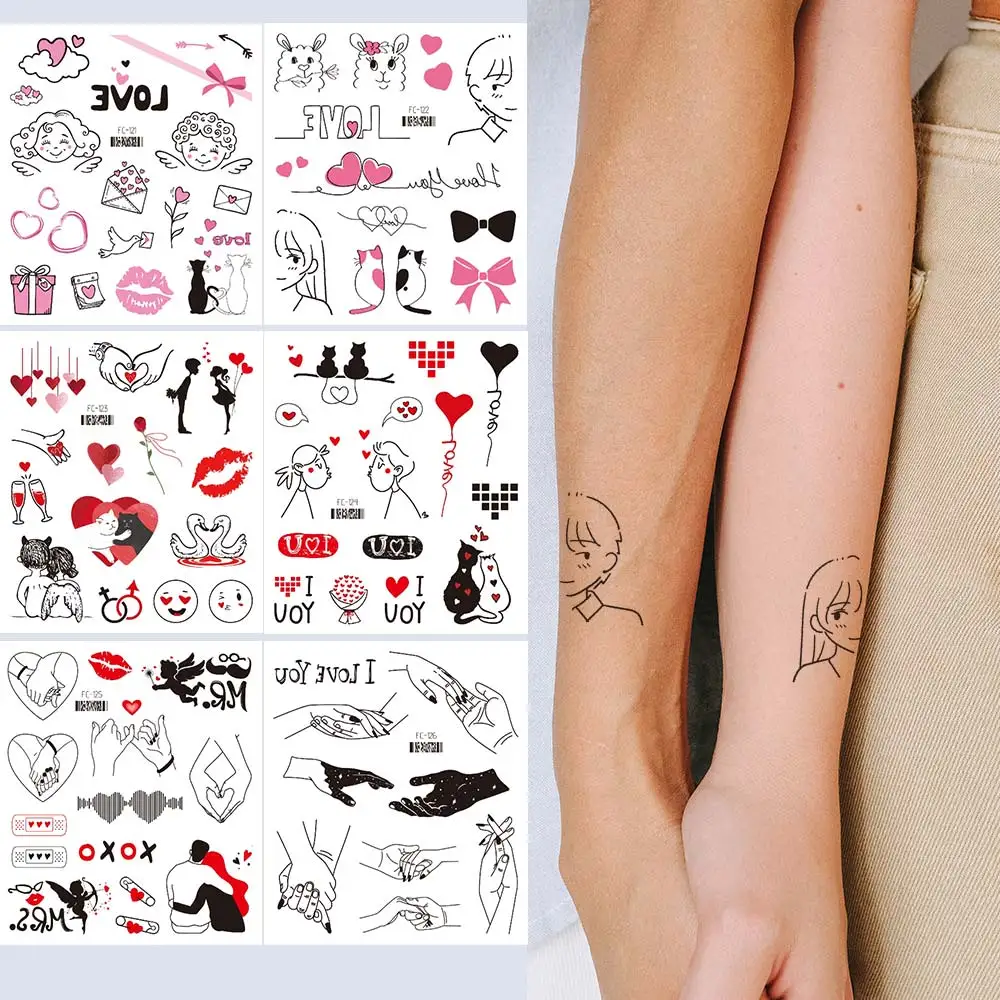 Valentine's Day Temporary Tattoos for Women Wedding Anniversary Party Sweet Love Tattoo Stickers Body Makeup Concealer Sticker