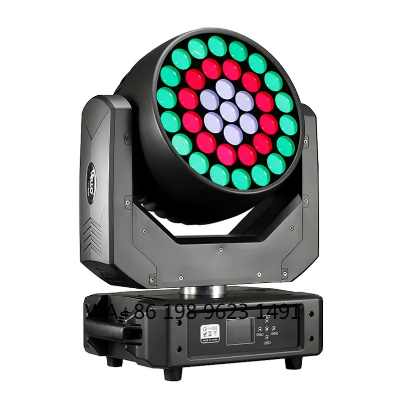20W*37Pcs 3 Rings RGBW LED Moving Head Wash Light Pixel Control High Power Stage Light for Disco Club Concert
