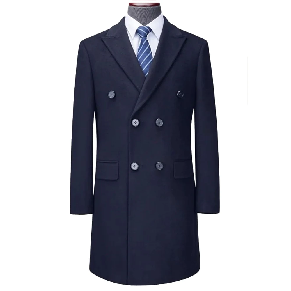 Navy Wool Long Jackets For Men Double Breasted Men Trench Coat Designer Luxury Men Jackets Men Winter Jacket Trench Coat Men