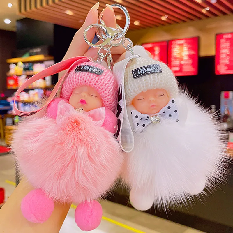 1 Pcs Kawaii Sleep Doll Keychain Plush Doll Doll Cute Otter Fur Bag Charm Schoolbag Charm Send Friends Christmas Birthday Gift