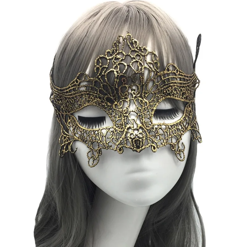 1PCS Golden Women Sexy Lace Eye Mask Party Masks for Masquerade Venetian Costumes Carnival Mask for Anonymous Mardi