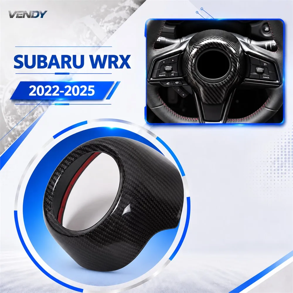 Real Carbon Fiber For Subaru WRX 2022-2025 Steering Wheel Logo Ring Emblem Cover Trim Modified Parts Accessories