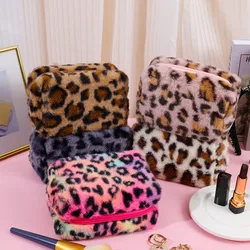 New Leopard Print Soft Plush Cosmetic Bag borsa per il trucco articoli da toeletta portatili borsa per la cura della pelle borsa per il trucco da viaggio Organizer per il trucco