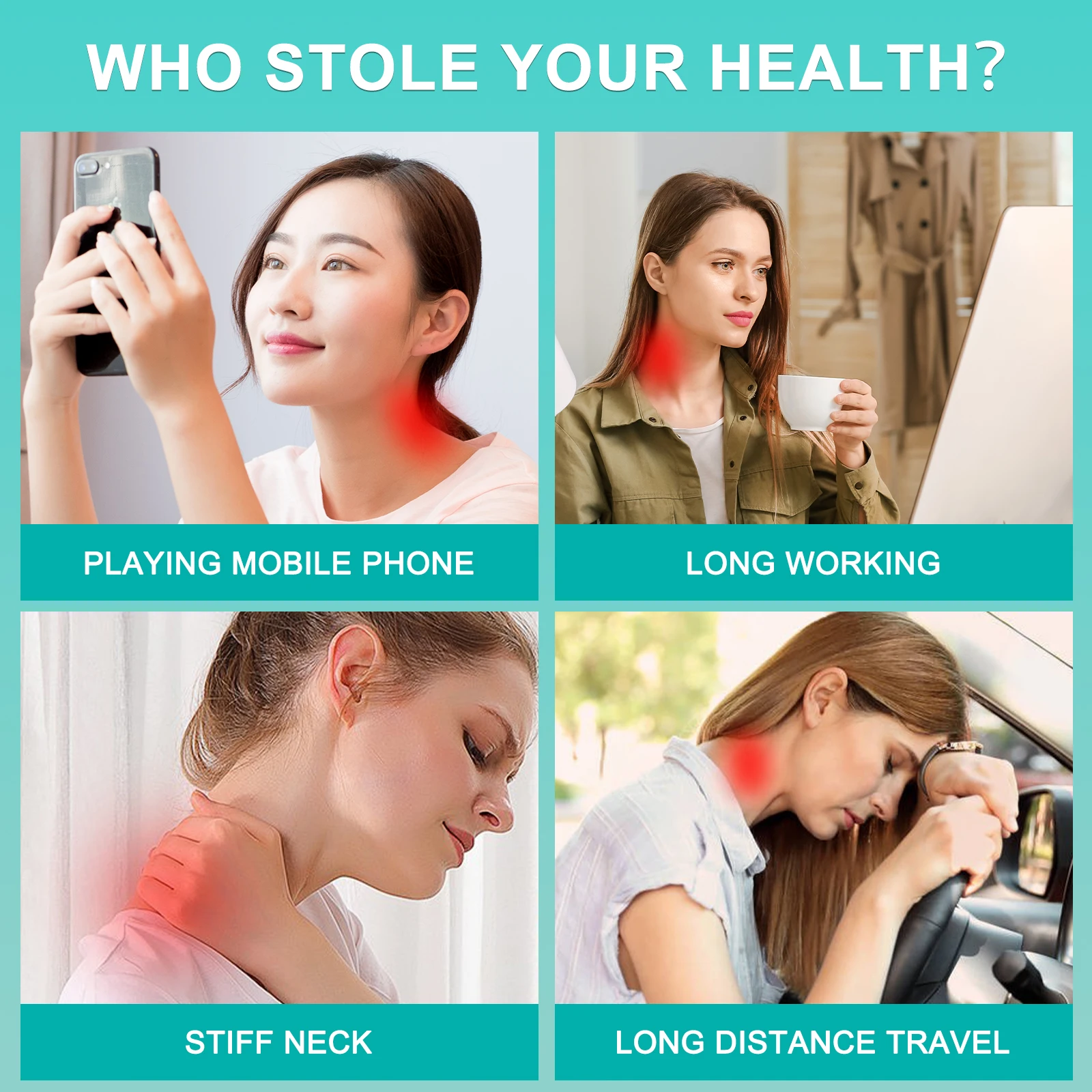 Neck Massager Wireless Neck Pain Relief Device Electric 650nm 808nm infrard Laser Therapy Equipment Cervical Neck Treatmen