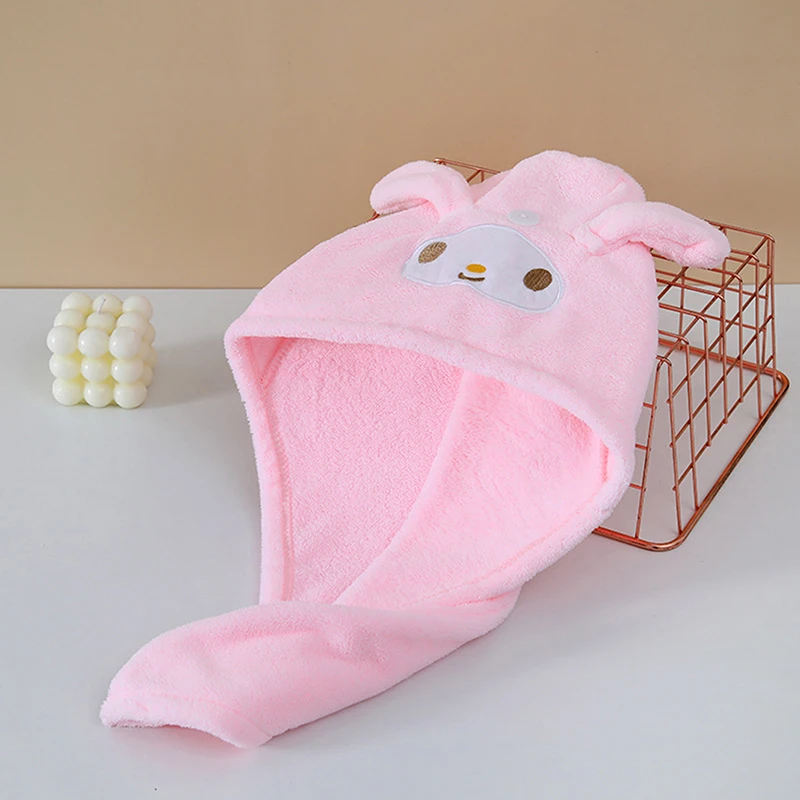 Sanrio Cute Cinnamonrolls Melodys cappello per capelli secchi Kawaii Anime assorbente Shampoo ad asciugatura rapida cappello da bagno bagno di casa asciugamano calvo