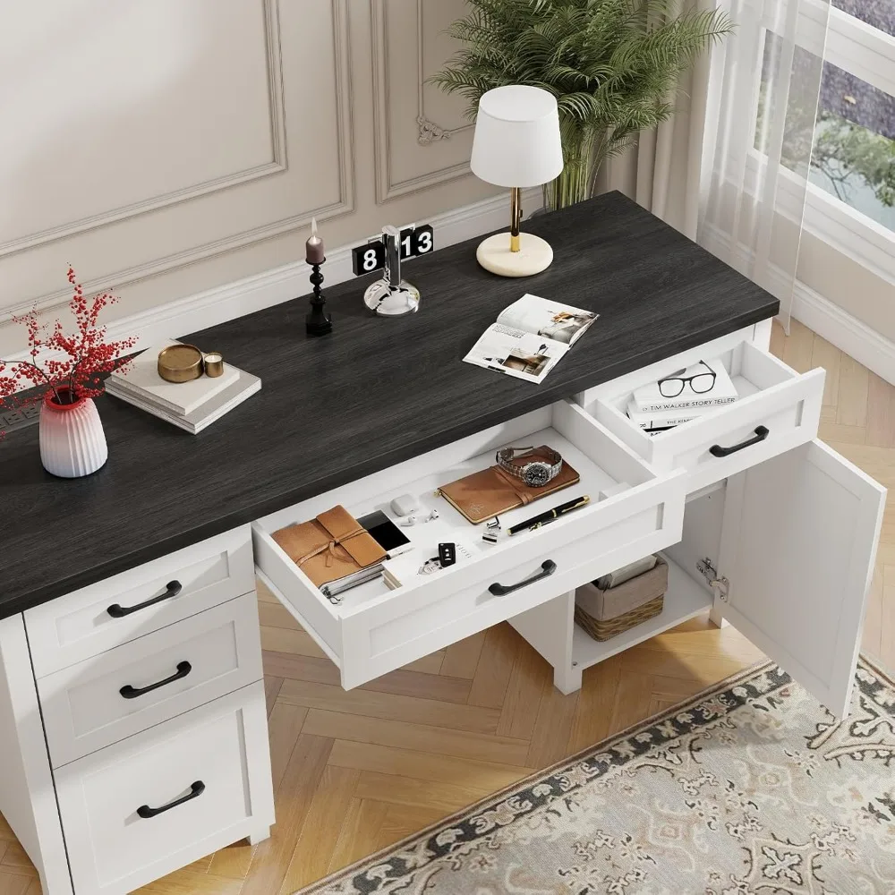 

Стол для руководителя на фермерском доме 61 дюйм с 5 ящиками, офисный стол в деревенском стиле, компьютерный стол