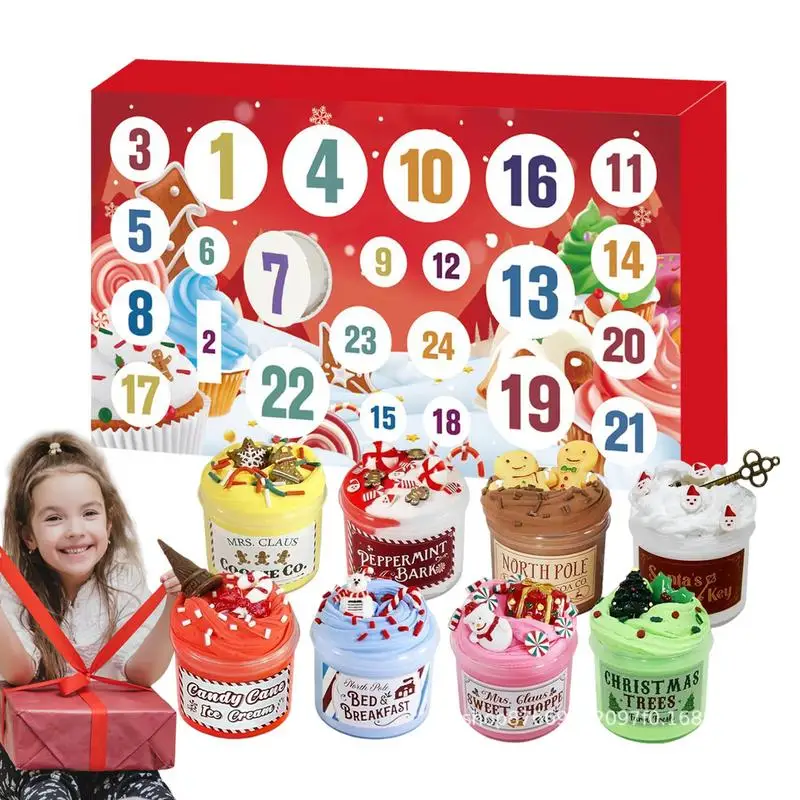 

Christmas Countdown Calendar 24 Days Clay Slimes Kit Soft Sludge Clay Toy Christmas Advent Calendar Gifts Box Kids Party Favors