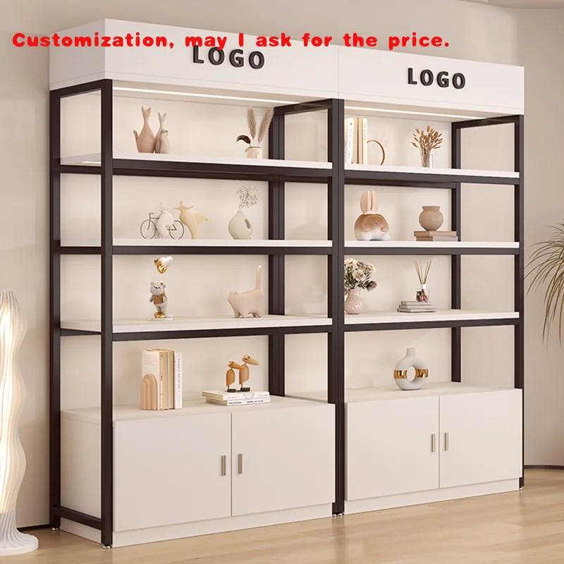 custom.Customizable Premium Open Shelves and Cabinet Base Display Stand Light Duty Single-Sided Luxury Cosmetics