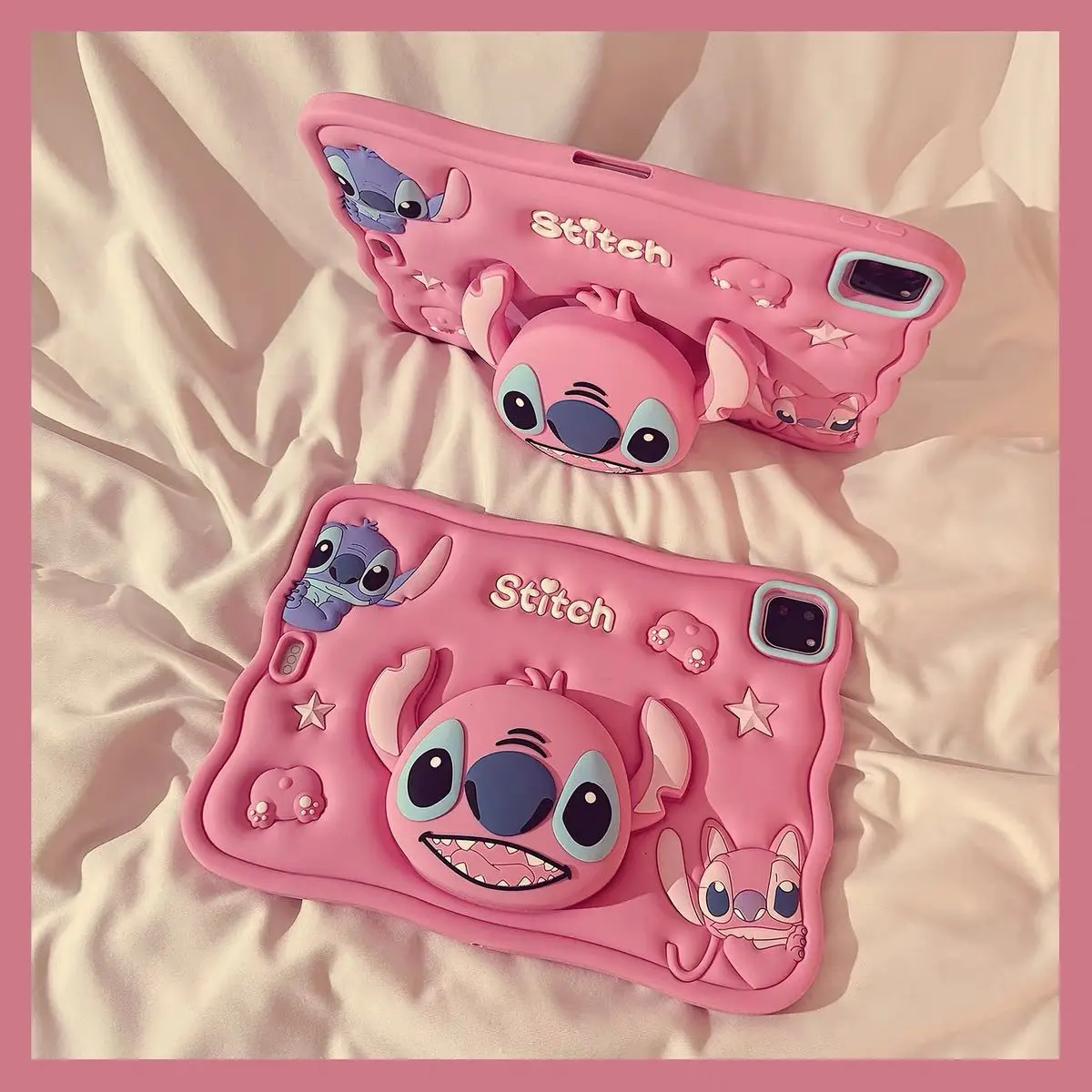 

Child Case for Samsung Tad A9 X110 X115 A11 8.7inch A9Plus X216B X218U A11Plus 11inch Pink Stitch cute retractable bracket Case