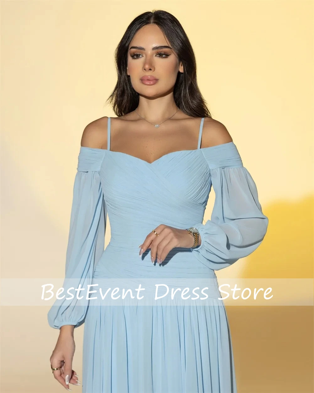 Customized Simple High Quality Chiffon Pleat Tiered Draped A-line Off-the-shoulder Long Dresses Evening Dresses for Woman Sexy