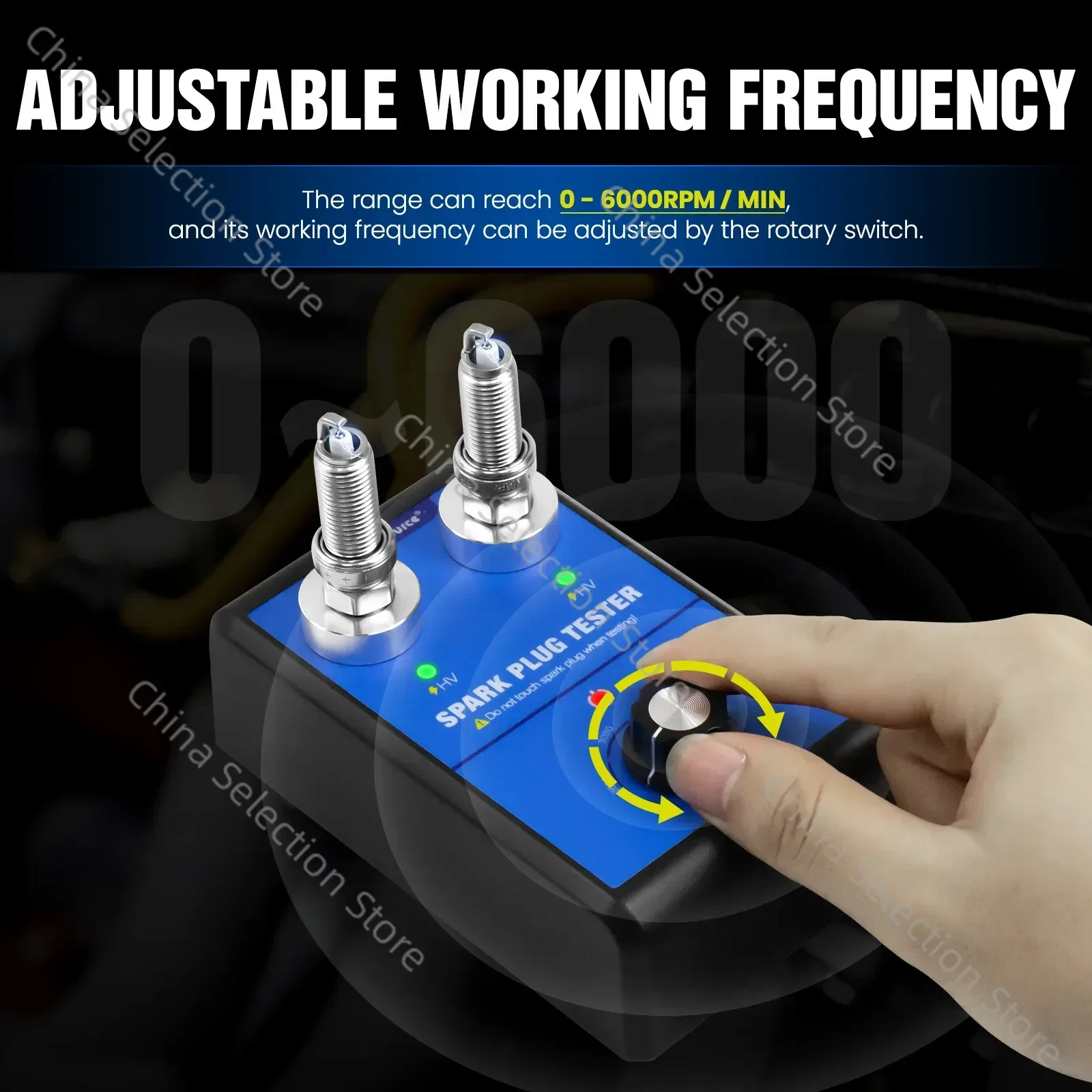 ST100 Spark Plug Detector Adjustable Double Hole, Spark Plug Test Bench High Voltage Diagnosis, Ignition Tester