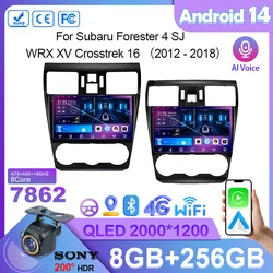 Android 14 For Subaru Forester 4 SJ WRX XV Crosstrek 16 2012 - 2018 Car Radio Stereo GPS Navi Multimedia Player 2din Carplay DVD