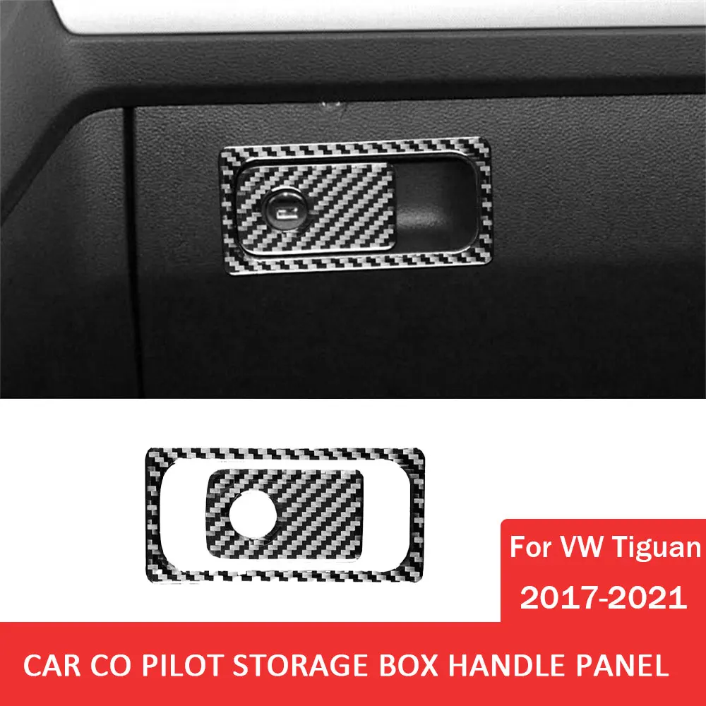 

Carbon Fiber Car Co-Pilot Storage Box Handle Frame Trim Sticker for Volkswagen VW Tiguan 2017-2021 Auto Interior Accessories