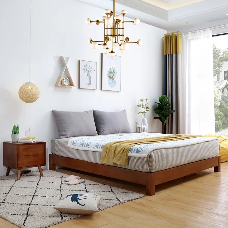 Modern Nordic Style Home Furniture Bedroom Set Queen & King Size Solid Wood Bed Frame Multifunctional Storage Tatami Wooden Beds - view 3