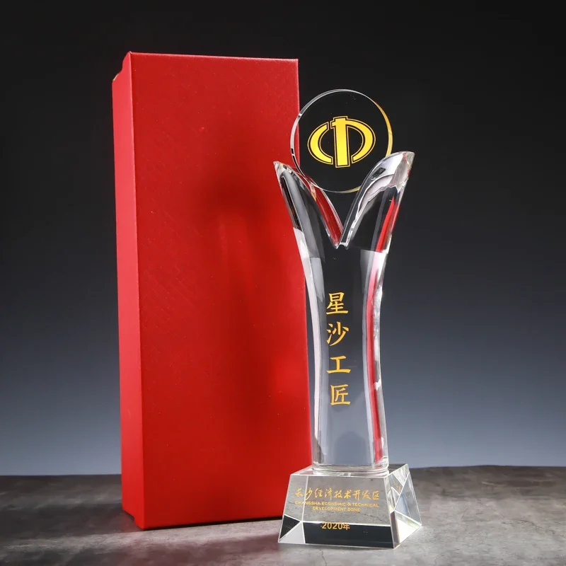 

Customized Cylindrical Crystal Trophy Excellent Employee Annual Meeting Celebration Souvenir Excellent Award High-end Medal, 1Pc