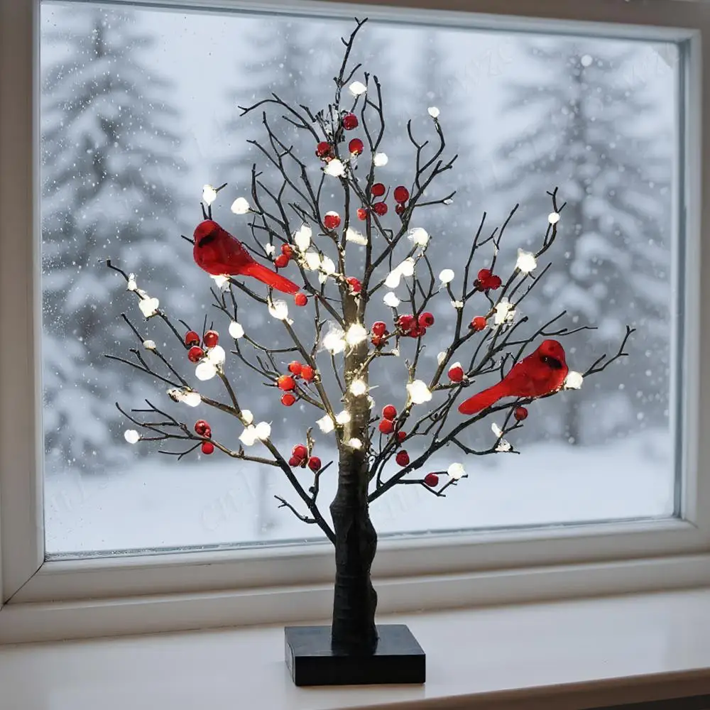 

45 см светодиодная светящаяся сказочная елка с картофелем и ягодами, многофункциональная рождественская елка для внутреннего настольного декора для рождественской вечеринки