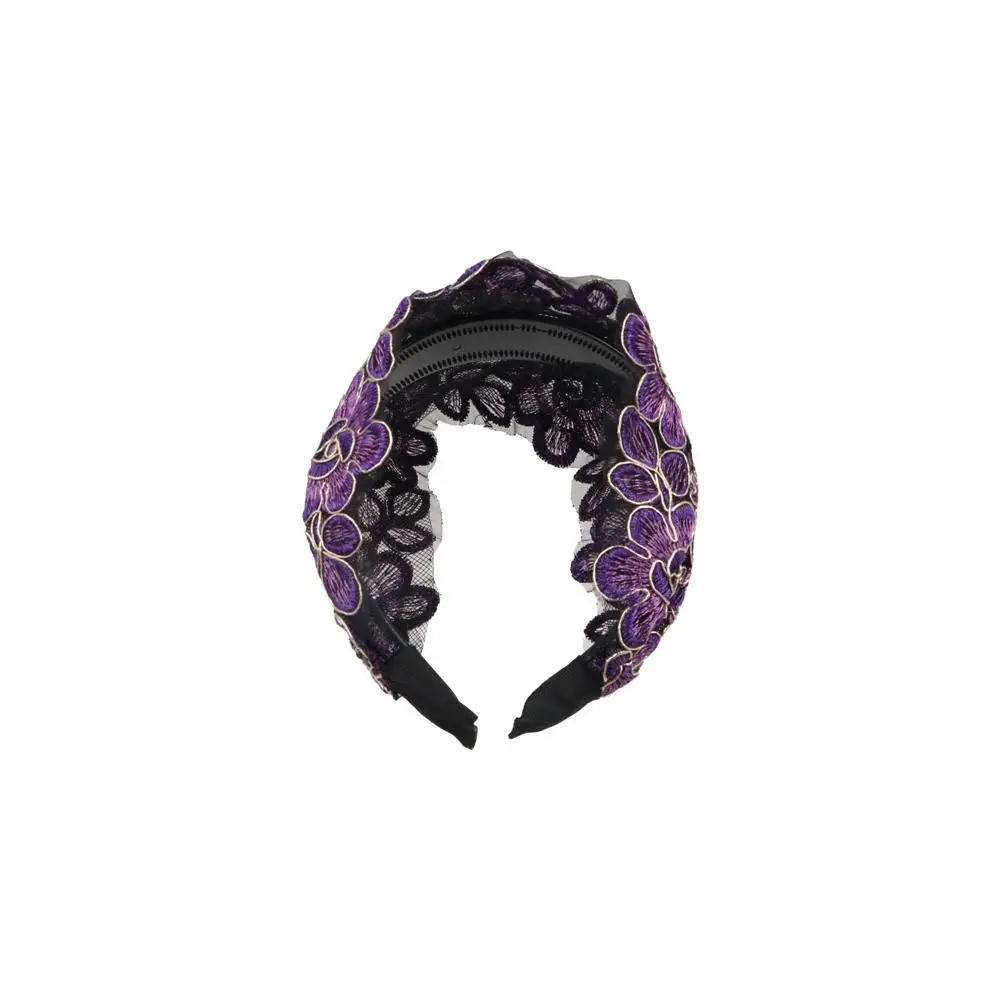 Sweet Flower Women Hair Hoop Wide Side Mesh Headband Mother Hair Hoop Embroidery Tooth Hair Hoop Lace Headband Female Hairbands