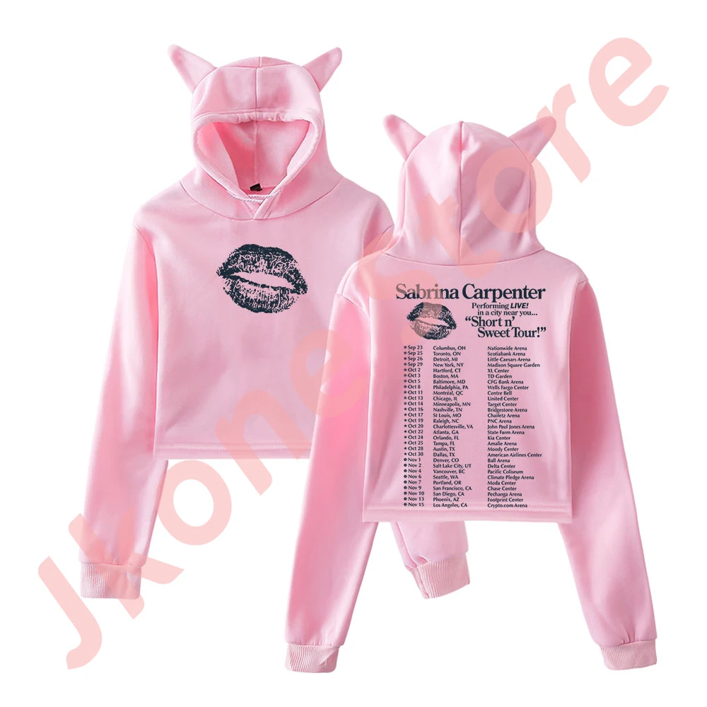 

Sabrina Carpenter Short n' Sweet Tour Logo Merch Pullover Female Cat Ears Hoodie Long Sleeve Top Women's Clothes