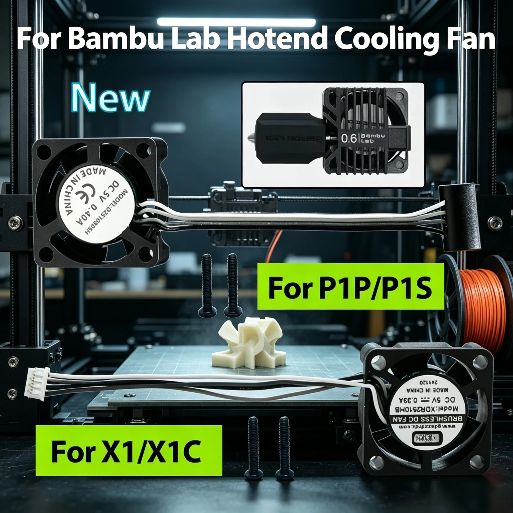 

2510 Cooling Fan 18000RPM, Hotend Cooler Fan for Bambu Lab X1 X1C, 3D Printer Nozzle Cooling Fan Replacement Accessories