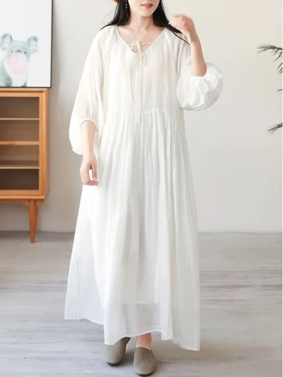 กระโปรงทรงเอผ้าเฮมพ์สไตล์เรโทร รุ่นแม็กซี่ สำหรับผู้หญิง ทรงหลวม สีพื้น ผ้าสองชั้น ทรงเอไลน์ สำหรับฤดูร้อน สไตล์วินเทจ ทรงบับเบิ้ล