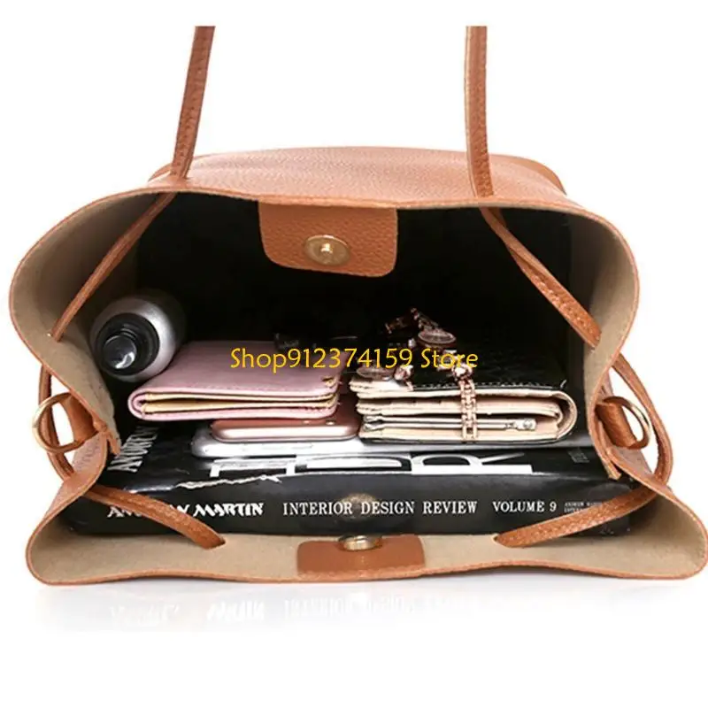 

G5AE 4Pcs Women Bags Set Purse Shoulder Handbag Tote Satchel Bag Crossbody Card for Case Holder Wallet for Girls Lady