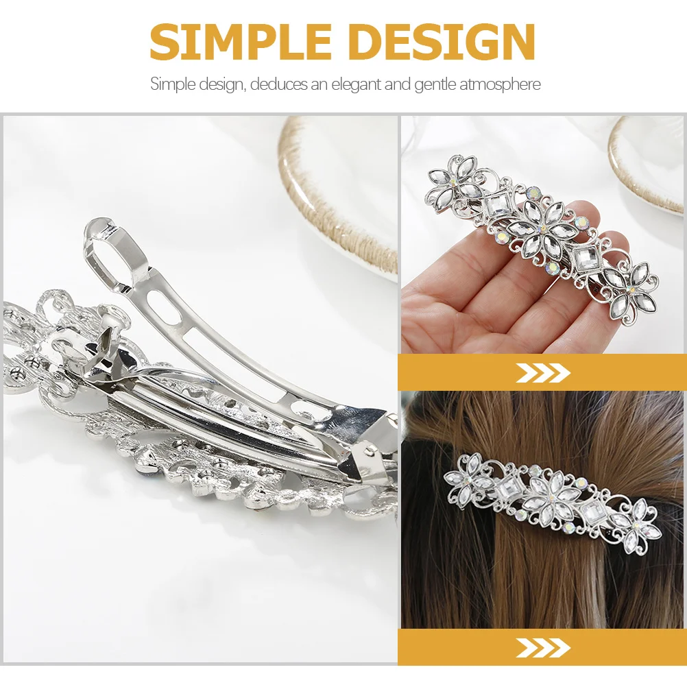 

Flower Rhinestone Hair Barrette Stylish Women Headdress Beautiful Gift for and Female Friends Rhinestone Hair Clip