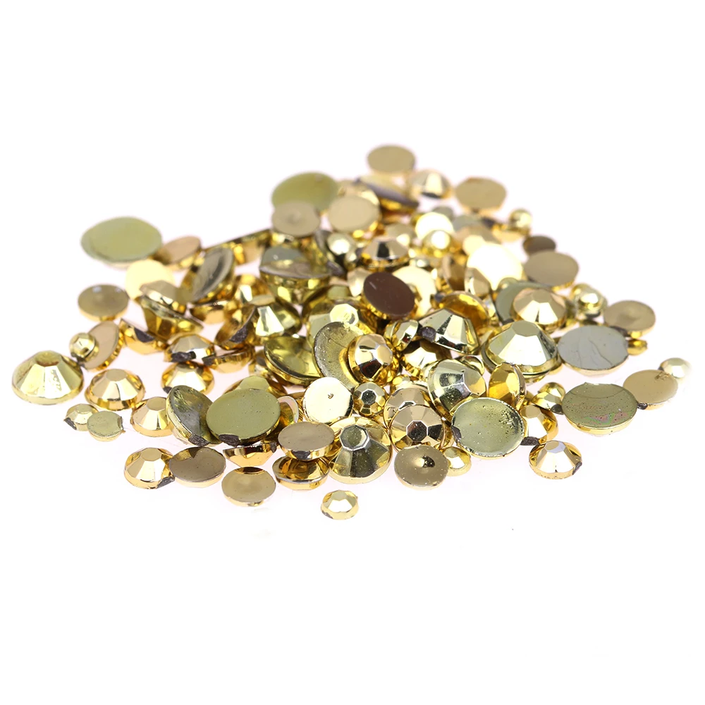 

Many Sizes Acrylic Rhinestones Jelly Gold Color Shoes Clothing Decorations Sparkling Newest Nail Art Decorations