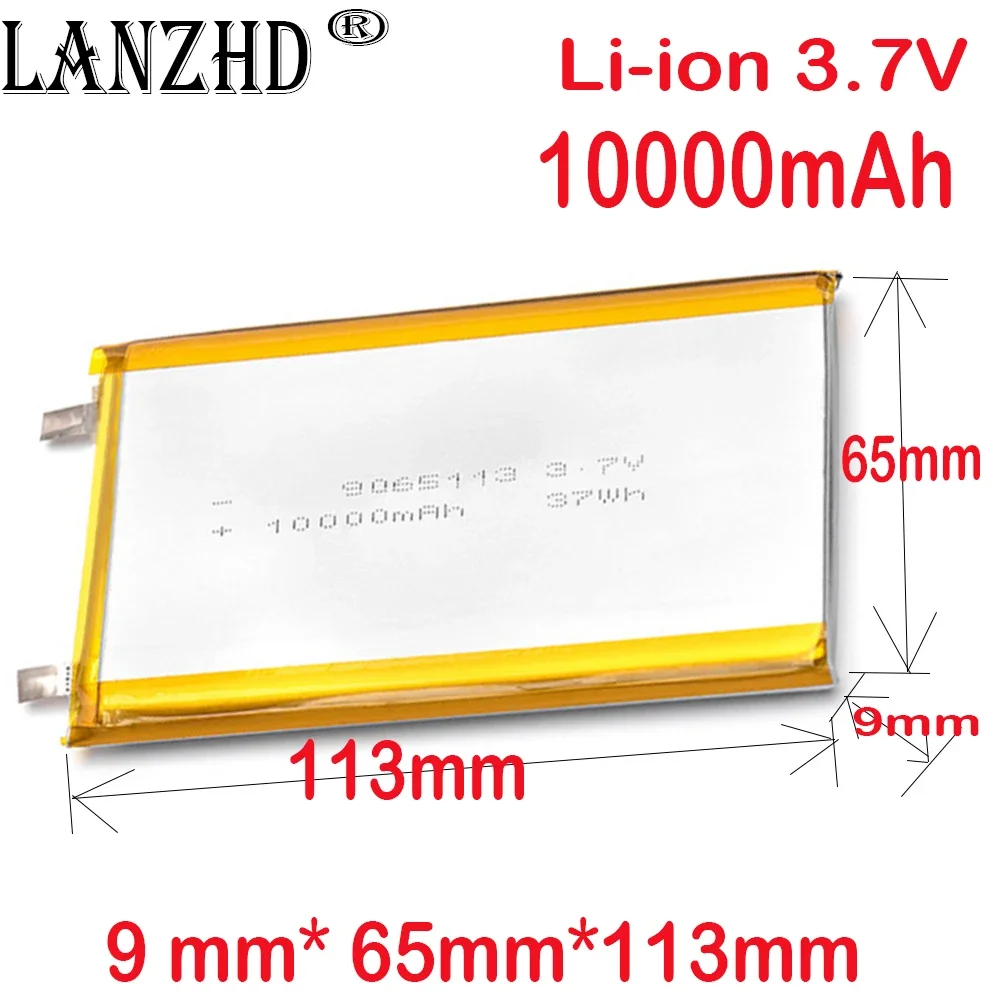 

Lanzhd 1-10pcs 9065113 Real Capacity 10000mAh Li-ion 3.7V Rechargeable Battery Lithium Polymer Backup Power Bank 9*65*113