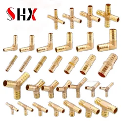 Brass Splicer Pipe Fitting water gas air joint T X Y L Type Hose Barb Tail 6 8 10 12 14 16 19 mm Male Connector Copper Adapter